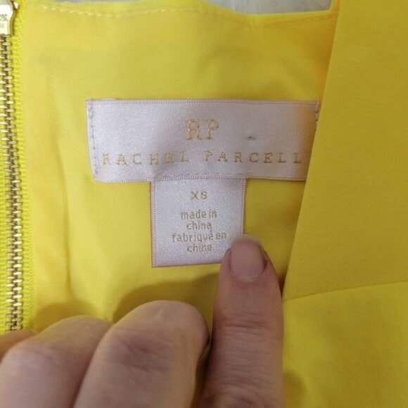 Rachel Parcell Yellow Midi Short Puff Sleeve A-Line Dress Extra Small - Picture 4 of 12